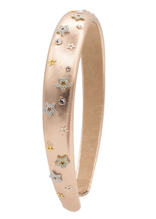 Bari Lynn Crystallized Metallic Star Charm Headband - Rose Gold