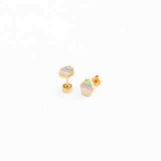 Pip Pop Post Earrings - Rainbow Cupcake