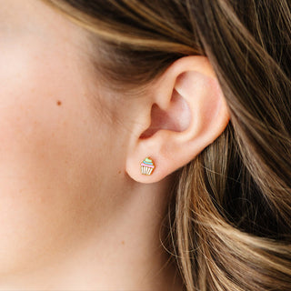 Pip Pop Post Earrings - Rainbow Cupcake