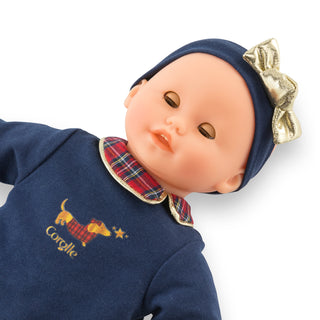 Corolle 12" Doll - Bébé Calin Margaux - Holidays
Baby doll wearing a navy outfit with plaid details and a gold bow on a white background