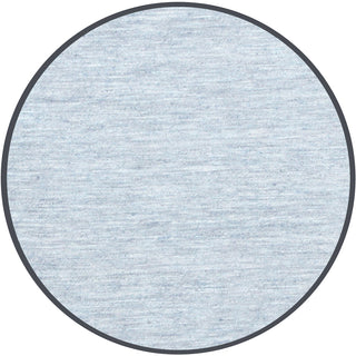 Lou Lou and Company - Crew
A circular rug with a light blue-gray heathered texture and a dark gray border, shown against a plain white background.