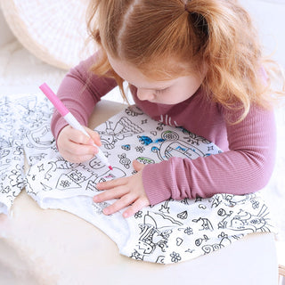 Caden Lane Colorable Two Piece Pajama Set featuring whimsical Far Far Away design with playful printed fabric for kids.