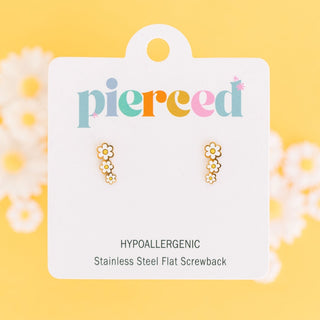 Pierced Co. Daisy Crawler Earrings
Pair of earrings on a 'pierceed' branded card with a yellow background