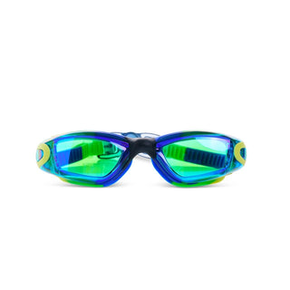 Swimming goggles with blue and green Bling2o Voyage Swim Goggles
lenses on a white background