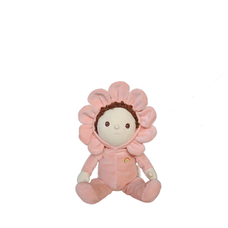 Olli Ella Dinky Dinkums Dahlia doll with floral dress, soft fabric, and detailed face, designed for children and collectors.