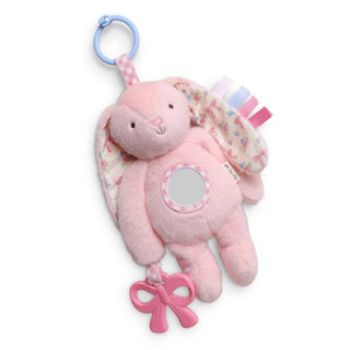 Itzy Ritzy Bitzy Traveler™ - Pink Bunny
Pink plush toy with a mirror and tags on a white background