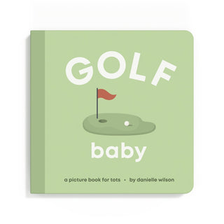 Left Hand Book House Golf Baby board book featuring colorful illustrations for young children, perfect for early learning.