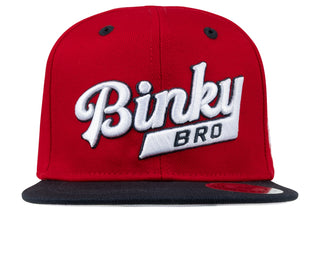 BinkyBro Kids Ballito Red Hat
Red cap with 'Binky Bro' text on a white background
