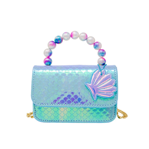 Zomi Gems Mermaid Pearl Handle Seashell Bag - Blue