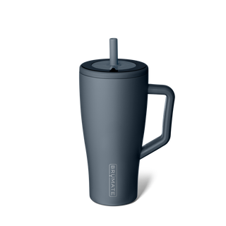 Brumate Era 30oz - Nightfall Blue
Dark gray mug with handle and straw lid on a white background