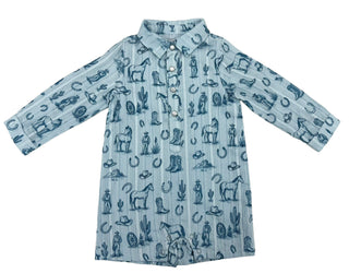 Alto Modas Winston Romper - Blue Western Toile