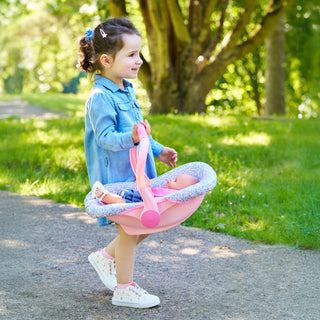 Corolle Floral Baby Doll Carrier in pink and blue with floral design, suitable for dolls and young children.