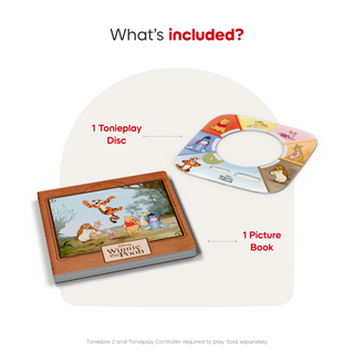 Tonieplay Disney Winnie the Pooh: Tigger's Mix-Up Fix-Up Game 
Product packaging with a Tonieplay Disc and picture book, featuring illustrations of characters from 'Winnie the Pooh'.