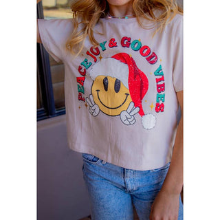 Paper Flower Peace Joy and Good Vibes Short Sleeve Tee