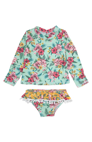 Feather 4 Arrow, Feather 4 Arrow Sandy Toes Swim L/S Set - Beach Glass - Basically Bows & Bowties