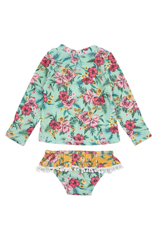 Feather 4 Arrow, Feather 4 Arrow Sandy Toes Swim L/S Set - Beach Glass - Basically Bows & Bowties
