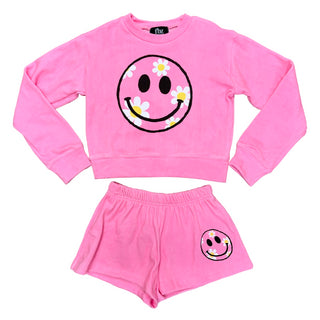FBZ Flower Smiley Neon Pink Sweatshirt