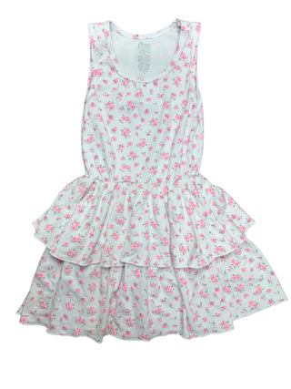 FBZ Pink Floral Tiered Sleeveless Dress