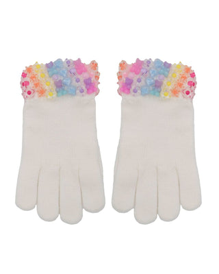 Bari Lynn ivory full charm cuff gloves with decorative charms and gummy bear details