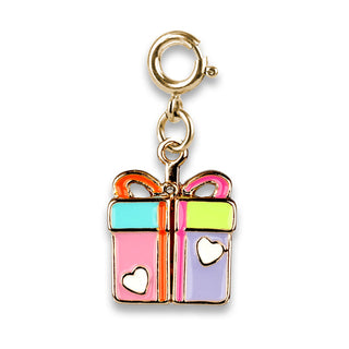 Charm It! Gold Surprise Inside B-Day Gift Charm
Colorful gift box charm with a gold chain on a white background