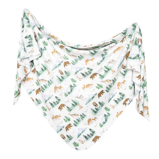 Copper Pearl Grayson Swaddle Blanket
Baby wrap with forest animal pattern on a white background