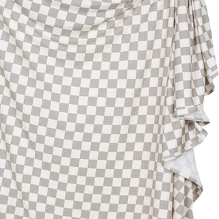 Lou Lou and Company Swaddle Blanket - Palmer
 Checkered fabric with ruffled edge on a white background