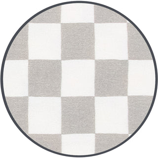 Lou Lou and Company  Palmer
Round checkered rug with gray and white squares