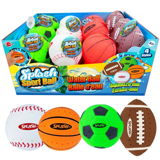 Master Toys Splash Sport Water Ball Box of Splash Sport Ball water toys with various sports ball designs.
