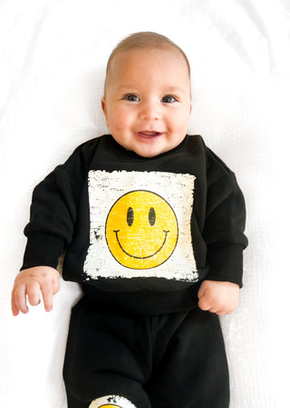 Little Bipsy Smiley Elevated Crewneck - Black