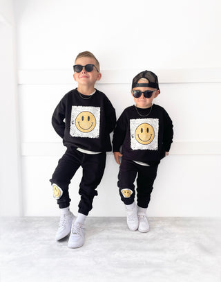 Little Bipsy Smiley Elevated Sweatpant - Black