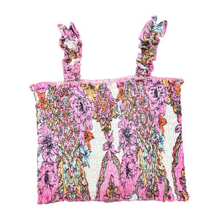 FBZ Pink Floral Smocked Top