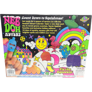 Schylling NeeDoh Squishmas 2026 Advent Calendar toy with colorful squishy figures behind numbered doors.