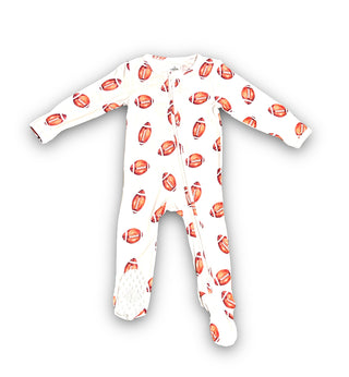 Belle Cher Bamboo Football Footie w/Zipper, Belle Cher, Bamboo Pajamas, Belle Cher, cf-size-3-6-months, cf-size-6-12-months, cf-type-footie, cf-vendor-belle-cher, Football, Football Pajamas, 