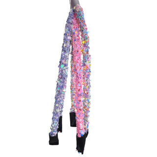 Three American Jewel star glitter thin headbands in hot pink and purple, featuring shiny star embellishments.