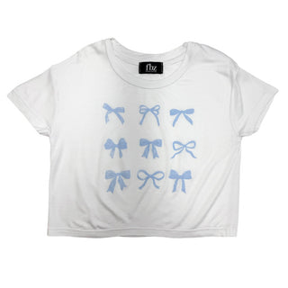 FBZ Blue Bows on White Short Sleeve Tee