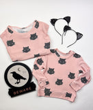 Brokedown Clothing Women's Black Cat Sweatshirt - Peachy Pink, Brokedown Clothing, Black Cat, Brokedown, Brokedown Clothing, Brokedown Clothing Halloween, Brokedown Clothing Mommy & Me, Broke