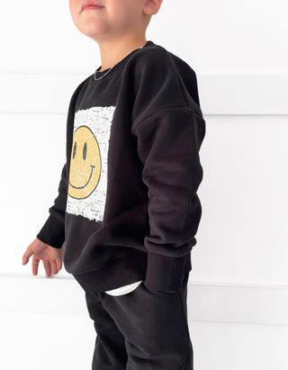 Little Bipsy Smiley Elevated Crewneck - Black