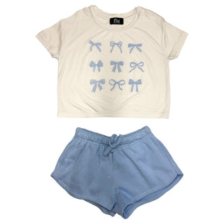 FBZ Blue Bows on White Short Sleeve Tee
