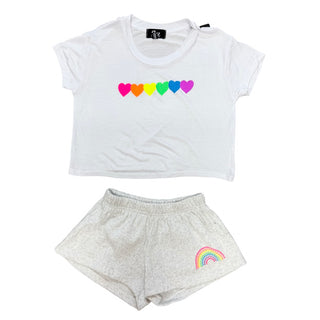 FBZ Neon Hearts White Short Sleeve Tee
