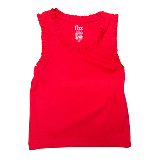 Red Flowers By Zoe FBZ Ruffle Trim Tank Top with delicate ruffle details and sleeveless design.