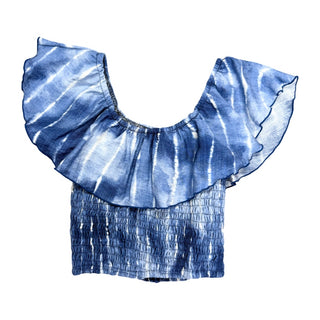 FBZ Blue Tie Dye Chiffon Smocked Top