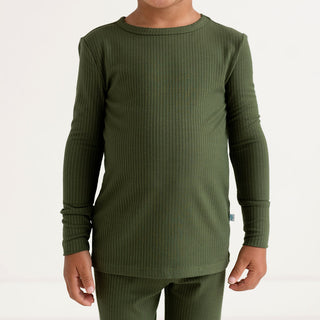 Posh Peanut Solid Pine Ribbed L/S Basic Loungewear, Posh Peanut, Around the World, cf-size-2t, cf-size-5t-6t, cf-type-pajama-set, cf-vendor-posh-peanut, Pajama, Pajamas, Pine, Posh Peanut, Po