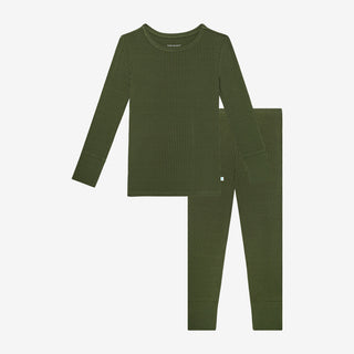 Posh Peanut Solid Pine Ribbed L/S Basic Loungewear, Posh Peanut, Around the World, cf-size-2t, cf-size-5t-6t, cf-type-pajama-set, cf-vendor-posh-peanut, Pajama, Pajamas, Pine, Posh Peanut, Po