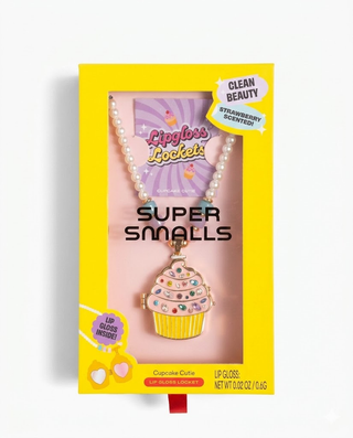 Super Smalls Cupcake Cutie Lipgloss Locket necklace featuring a cute cupcake design with a small lip gloss container inside.