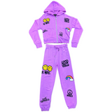 FBZ Neon Purple Good Vibes Zip Up Hoodie, Flowers By Zoe, FBZ, FBZ Hoodie, Flowers By Zoe, Flowers by Zoe Hoodie, Flowers by Zoe Smiley, Good Vibes, Happy Face, Rainbow, Smiley Face, Shirts &