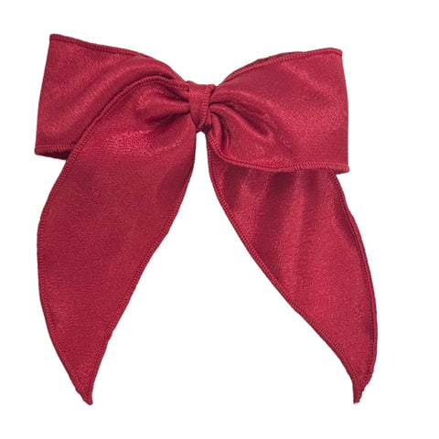 Medium Satin Streamer Bow on Clippie - Red, Wee Ones, cf-type-hair-bow, cf-vendor-wee-ones, Holiday Hair Bow, Red, Satin, Satin Hair Bow, Streamer Bow, Wee Ones, Wee Ones Hair Bow, Hair Bow -