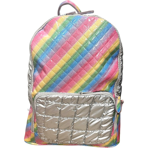 Bari Lynn Quilted Rainbow with Silver Backpack, Bari Lynn, Back Pack, Back to School, Backpack, Backpacks, Bari Lynn, Bari Lynn Back Pack, Bari Lynn Backpack, Bari Lynn Backpacks, Bari Lynn H