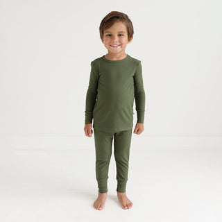 Posh Peanut Solid Pine Ribbed L/S Basic Loungewear, Posh Peanut, Around the World, cf-size-2t, cf-size-5t-6t, cf-type-pajama-set, cf-vendor-posh-peanut, Pajama, Pajamas, Pine, Posh Peanut, Po