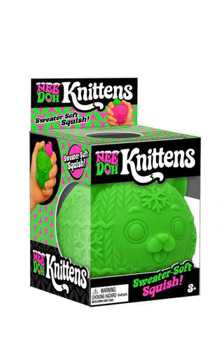NeeDoh Squishmas Knittens
Two boxes of Nee Doh Knittens toys, one green and one pink, on a white background.