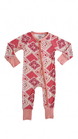 In My Jammers Floral Patchwork Zipper Romper